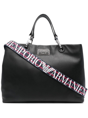 

Logo-plaque leather tote bag, Emporio Armani Logo-plaque leather tote bag