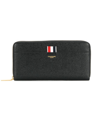 

Grosgrain-tab leather continental wallet, Thom Browne Grosgrain-tab leather continental wallet