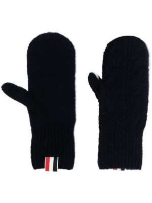 

4-Bar stripe cable-knit gloves, Thom Browne 4-Bar stripe cable-knit gloves
