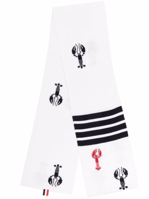 

Lobster intarsia-knit scarf, Thom Browne Lobster intarsia-knit scarf