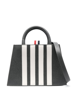 

Stripe-detail leather tote bag, Thom Browne Stripe-detail leather tote bag