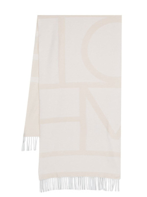 

Fringed logo-jacquard scarf, TOTEME Fringed logo-jacquard scarf