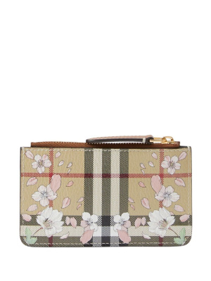 

Floral check print leather coin case, Burberry Floral check print leather coin case