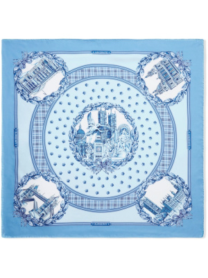 

Monuments-print silk square scarf, Burberry Monuments-print silk square scarf