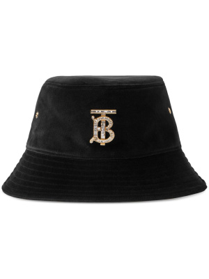 

Crystal-monogram velvet bucket hat, Burberry Crystal-monogram velvet bucket hat