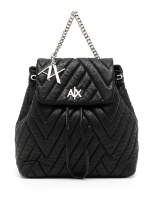 

Matelassé-effect logo-plaque backpack, Armani Exchange Matelassé-effect logo-plaque backpack