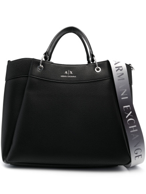 

Logo-print leather tote, Armani Exchange Logo-print leather tote
