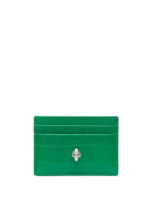 

Skull-plaque logo-print cardholder, Alexander McQueen Skull-plaque logo-print cardholder