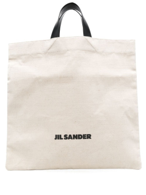 

Logo-print linen tote bag, Jil Sander Logo-print linen tote bag