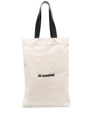 

Logo-print linen tote bag, Jil Sander Logo-print linen tote bag