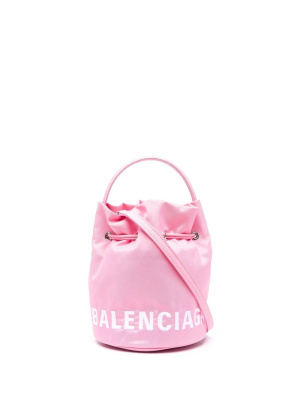 

Wheel XS logo-embroidered bucket bag, Balenciaga Wheel XS logo-embroidered bucket bag