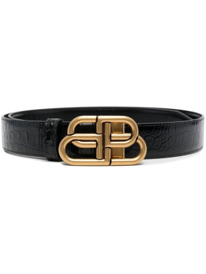 

Reversible crocodile-embossed leather belt, Balenciaga Reversible crocodile-embossed leather belt