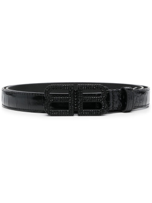 

Crystal-embellished logo-buckle belt, Balenciaga Crystal-embellished logo-buckle belt
