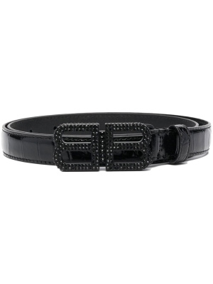 

BB Hourglass embossed leather belt, Balenciaga BB Hourglass embossed leather belt