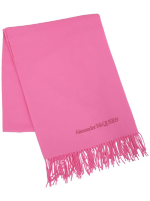 

Logo-embroidered cashmere scarf, Alexander McQueen Logo-embroidered cashmere scarf