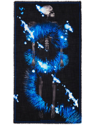 

Skeleton-print wool scarf, Alexander McQueen Skeleton-print wool scarf