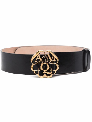 

Seal Logo leather belt, Alexander McQueen Seal Logo leather belt