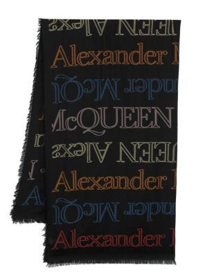 

Logo-print knitted scarf, Alexander McQueen Logo-print knitted scarf