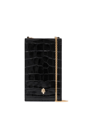 

Skull-plaque crocodile-effect phone pouch 16x9.5cm, Alexander McQueen Skull-plaque crocodile-effect phone pouch 16x9.5cm