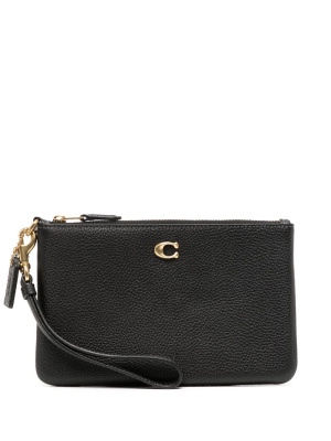 

Logo-plaque leather wristlet, Coach Logo-plaque leather wristlet