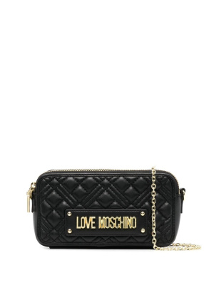 

Logo-plaque quilted satchel bag, Love Moschino Logo-plaque quilted satchel bag