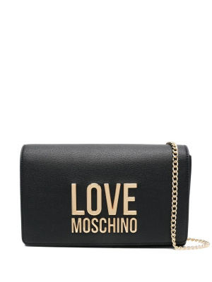 

Logo-lettering faux leather clutch, Love Moschino Logo-lettering faux leather clutch