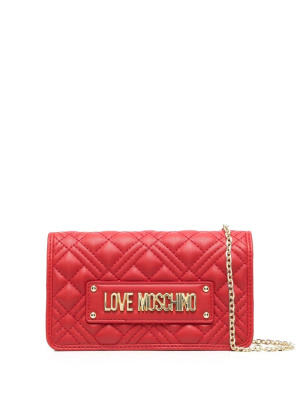 

Diamond-quilted logo-lettering crossbody bag, Love Moschino Diamond-quilted logo-lettering crossbody bag