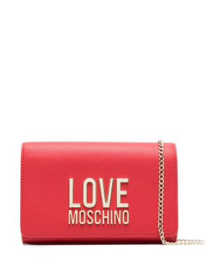 

Logo-lettering faux-leather clutch bag, Love Moschino Logo-lettering faux-leather clutch bag