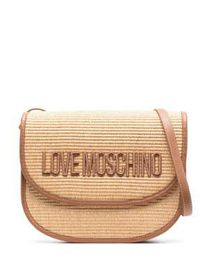 

Embroidered-logo raffia shoulder bag, Love Moschino Embroidered-logo raffia shoulder bag