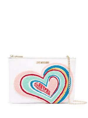 

Flocked-logo clutch bag, Love Moschino Flocked-logo clutch bag