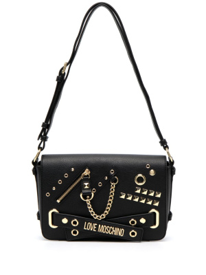 

Stud-hardware foldover shoulder bag, Love Moschino Stud-hardware foldover shoulder bag