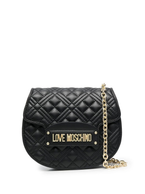 

Quilted logo-plaque satchel bag, Love Moschino Quilted logo-plaque satchel bag