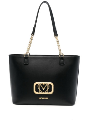 

Logo-plaque tote bag, Love Moschino Logo-plaque tote bag