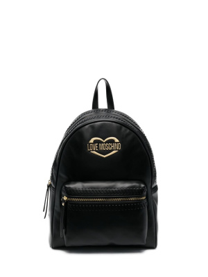 

Logo-plaque whipstitch-trim backpack, Love Moschino Logo-plaque whipstitch-trim backpack