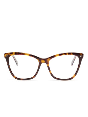 

Tortoiseshell-effect square-frame glasses, Love Moschino Tortoiseshell-effect square-frame glasses