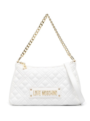 

Quilted logo-plaque shoulder bag, Love Moschino Quilted logo-plaque shoulder bag