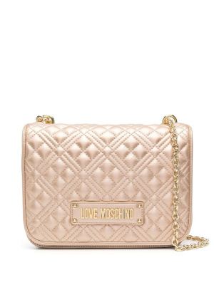 

Logo plaque quilted shoulder bag, Love Moschino Logo plaque quilted shoulder bag