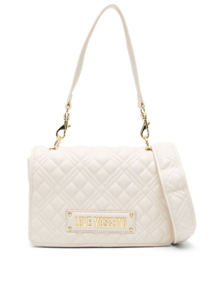 

Quilted logo-plaque shoulder bag, Love Moschino Quilted logo-plaque shoulder bag