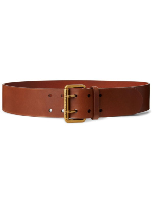 

Logo-engraved leather belt, Ralph Lauren Collection Logo-engraved leather belt