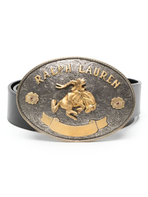 

Embellished-buckle leather belt, Ralph Lauren Collection Embellished-buckle leather belt