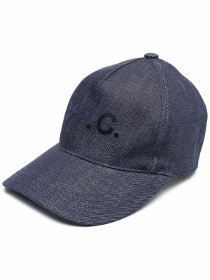 

Logo-print denim cap, A.P.C. Logo-print denim cap