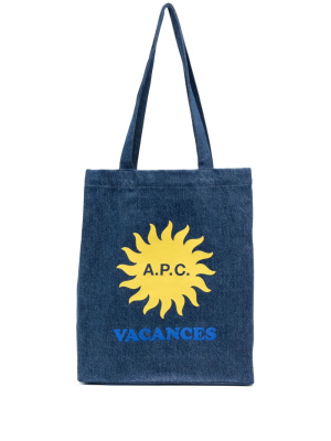 

Logo-print denim tote bag, A.P.C. Logo-print denim tote bag