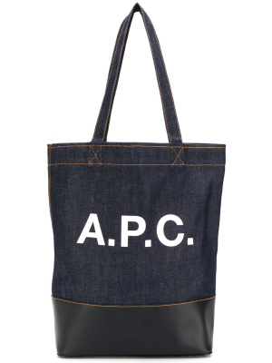 

Logo print denim tote, A.P.C. Logo print denim tote