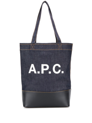 

Logo print denim tote, A.P.C. Logo print denim tote