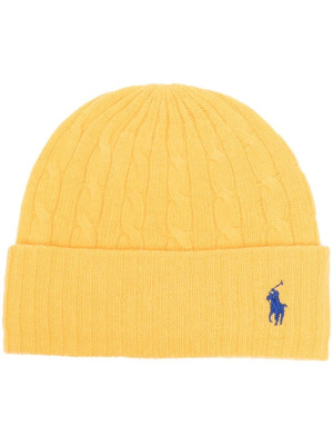 

Logo-embroidered bale-knit beanie, Polo Ralph Lauren Logo-embroidered bale-knit beanie