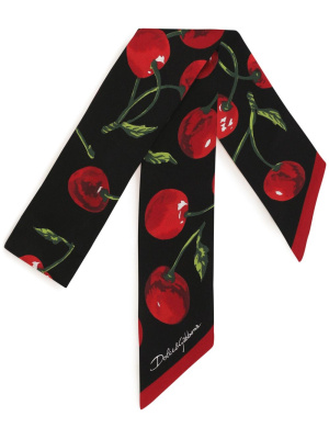 

Cherry-print silk headscarf, Dolce & Gabbana Cherry-print silk headscarf