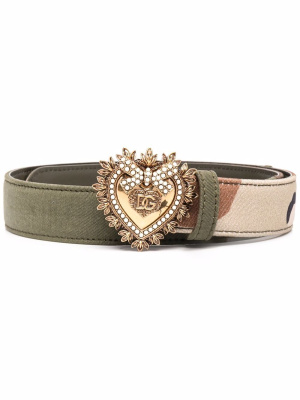 

Camouflage-print heart-motif belt, Dolce & Gabbana Camouflage-print heart-motif belt