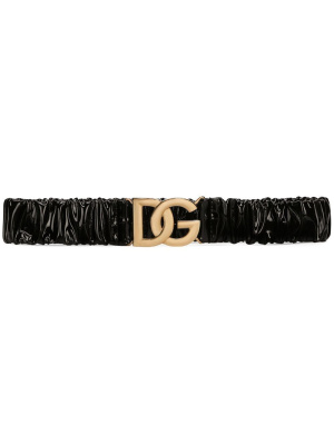 

DG logo-detail ruched belt, Dolce & Gabbana DG logo-detail ruched belt
