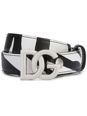 

Logo-buckle zebra-print leather belt, Dolce & Gabbana Logo-buckle zebra-print leather belt