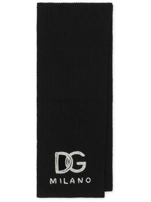 

Logo-embroidered cashmere scarf, Dolce & Gabbana Logo-embroidered cashmere scarf